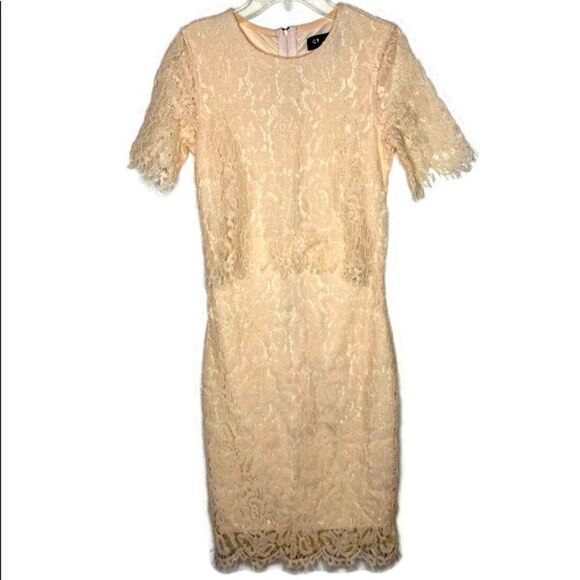 Club L Pale Pink Peach Lace Dress - Picture 1 of 9